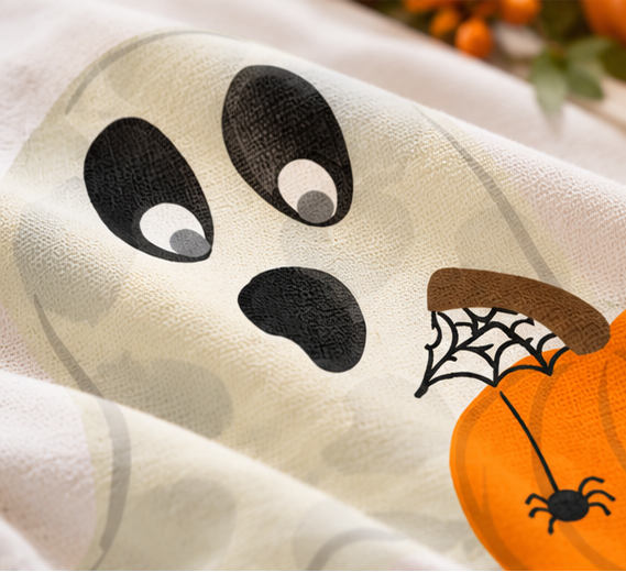 Ghost and Pumpkin Tea Towel