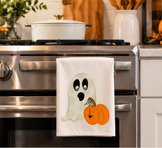 Ghost and Pumpkin Tea Towel
