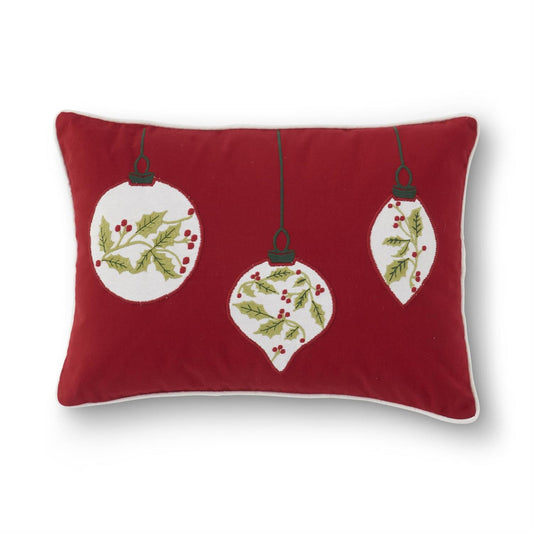 Rectangular Embroidered Ornaments Red Cotton Pillow