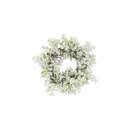 Snowy Flocked Eucalyptus Candle Ring